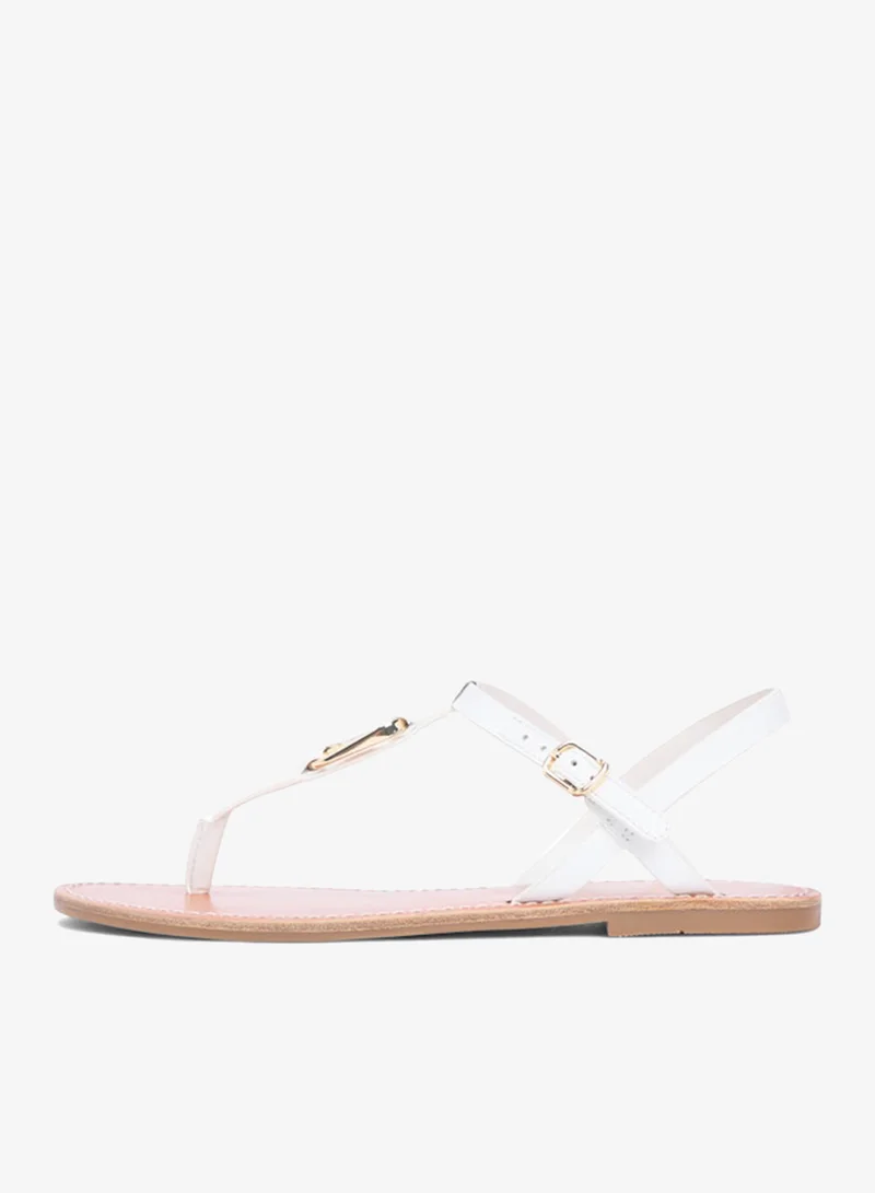 تومي هيلفيغر Leather Monogram Strap Sandals